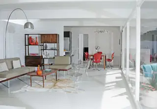 Mid-century modern open-concept living space
