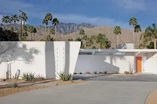 Mid-century modern house facade in Palm Springs