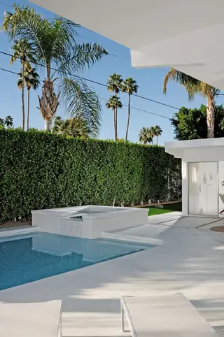 Modern outdoor patio with swimming pool